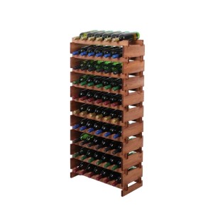 PROREGAL Weinregal VINOTECA FLEX PRO aus braun geöltem Kiefernholz, 10 Ebenen, 60 Flaschen, 135x65x28cm.