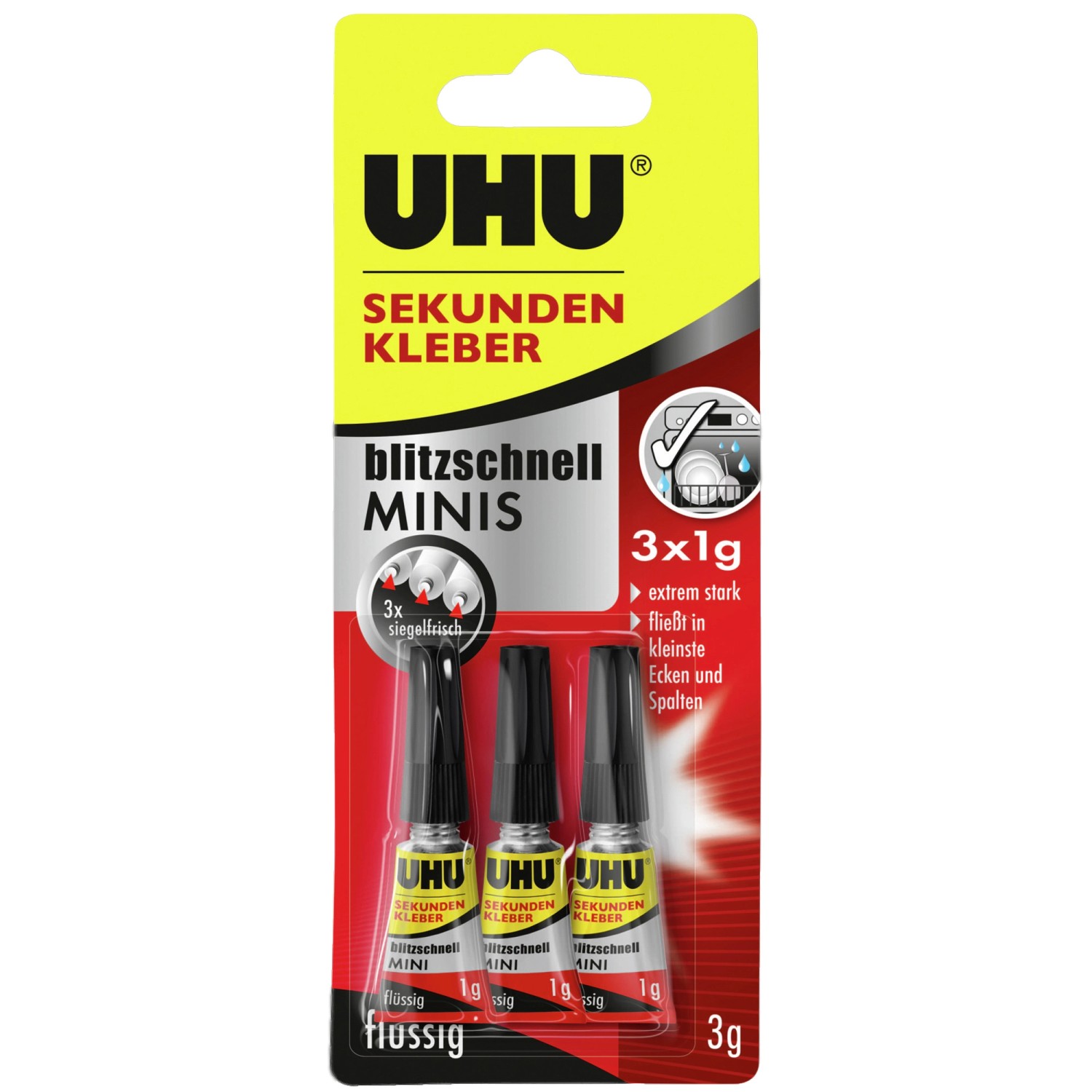 Uhu Sekundenkleber Blitzschnell Minis Flüssig 3 x 1 g günstig online kaufen