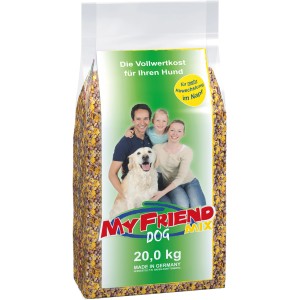 Bosch My Friend Mix Hunde-Trockenfutter, 20kg Sack mit Familie und Hund aufgedruckt.