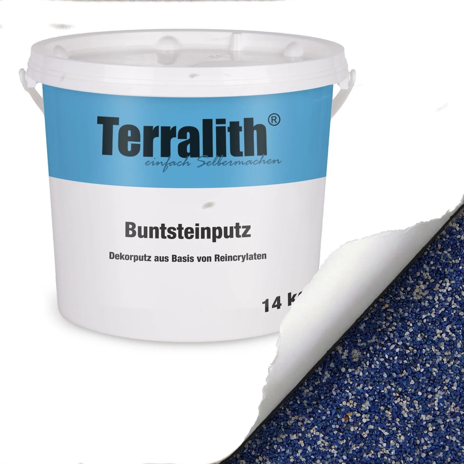 Terralith Buntsteinputz Mosaikputz 2mm 14 kg BSP11 Weiss Blau