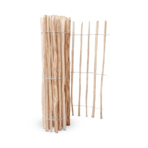 Stiltreu Staketenzaun Haselnuss, 120cm hoch, Lattenabstand 7-9cm, aufgerollt.