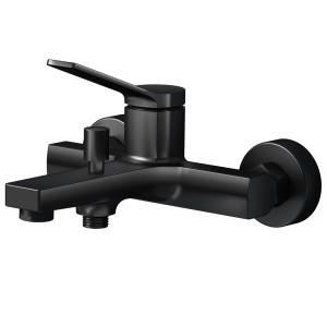 Schwarze Emke Badewannenarmatur mit Auslauf, Einhebelmischer für Badewanne und Dusche.