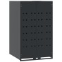 Anthrazitfarbene Mülltonnenbox für 3 Tonnen aus Stahl, 207x79x117 cm, mit Lüftungsschlitzen.