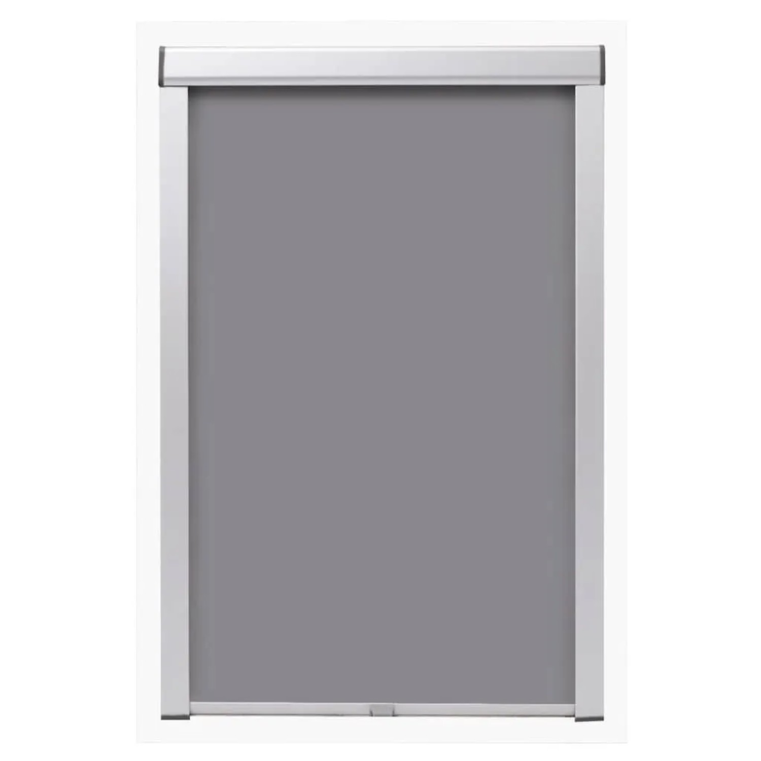 Graues Verdunklungsrollo SK08 für Velux Fenster, ideal zur Beschattung und Wärmeregulierung.