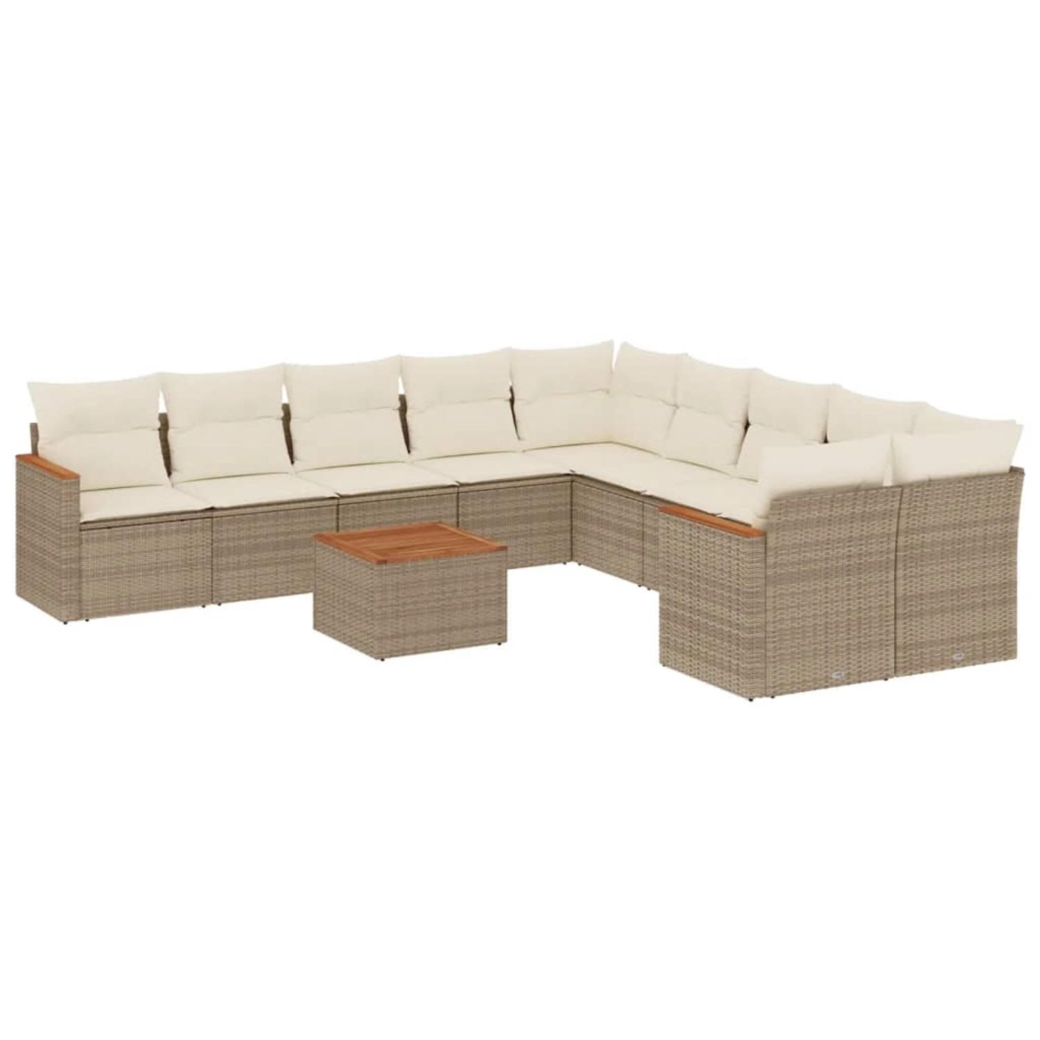 vidaXL 11-Tlg Garten-Sofagarnitur mit Kissen Beige Poly Rattan 3258761