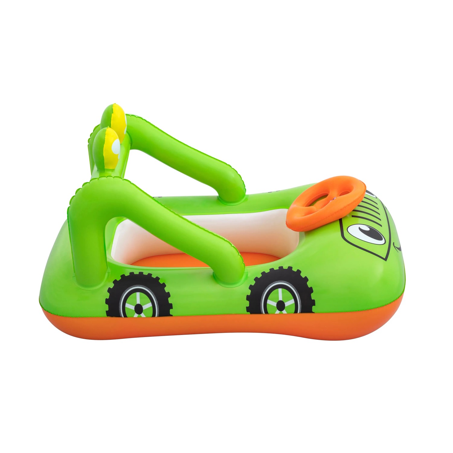 Bestway Lil' Navigator Kinder-Schlauchboot in Grün/Orange, Auto-Design für Kinder ab 3 Jahren.