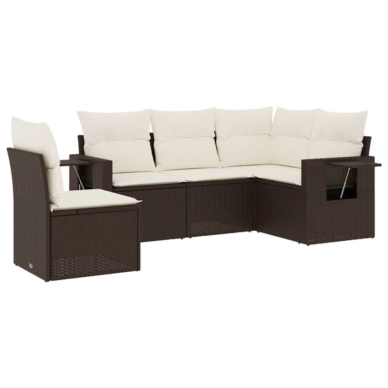 vidaXL 5-Tlg Garten-Sofagarnitur mit Kissen Braun Poly Rattan 3220172 günstig online kaufen