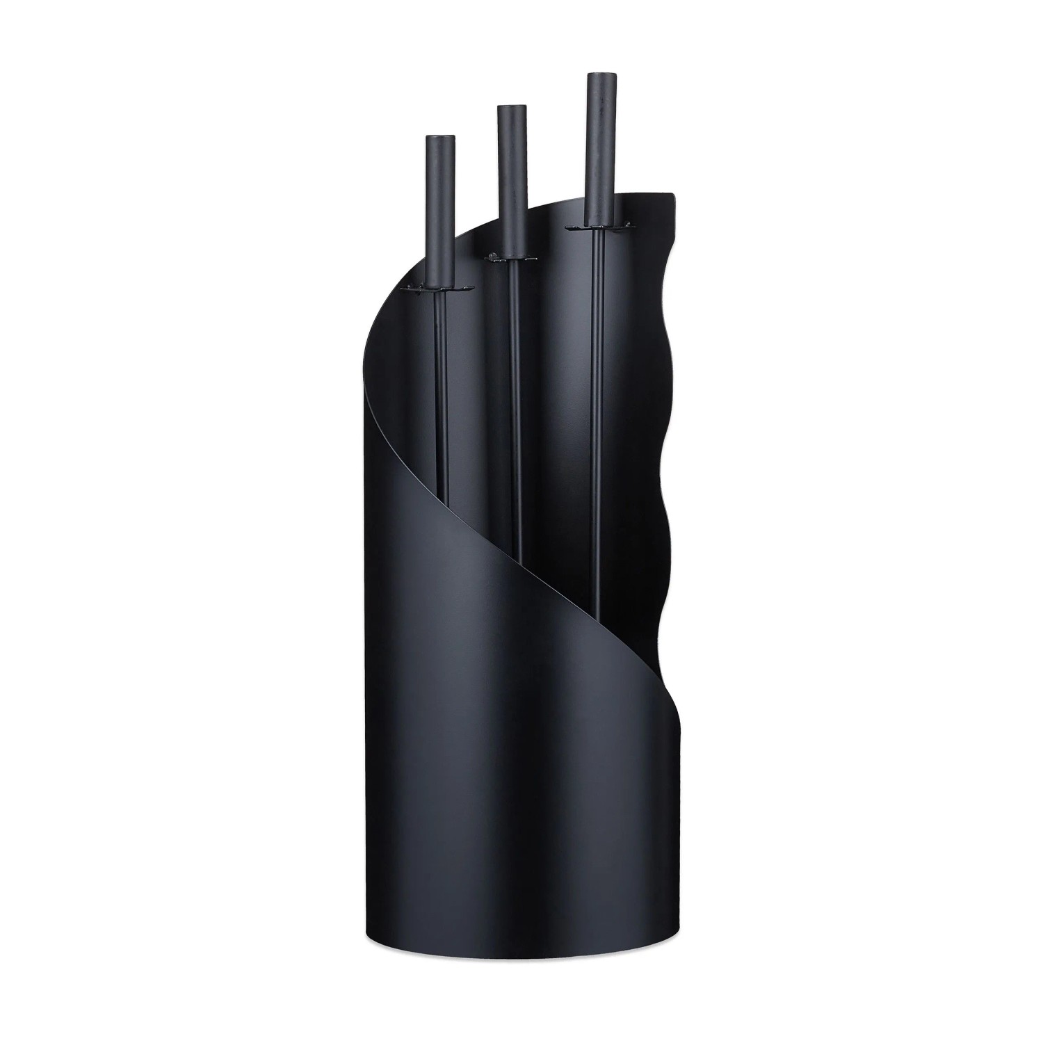 Relaxdays Kaminbesteck Stahl und Edelstahl Schwarz 4-teilig 56,5 cm x 20 cm 2,6 kg