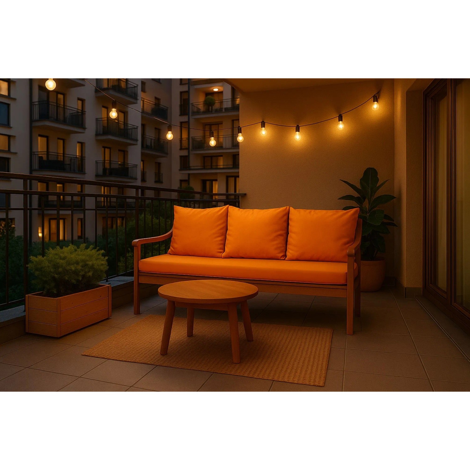 Setgarden  Mix Bench Kissen Outdoor Kissen Bankauflage 120x60+2x50x56cm Kissen Für 2-Sitzer Bänke 1tlg Orange_7