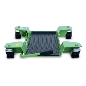 Grüne TRUTZHOLM Motorrad Rangierhilfe mit Ständer, 54x19 cm, bis 250kg Last.