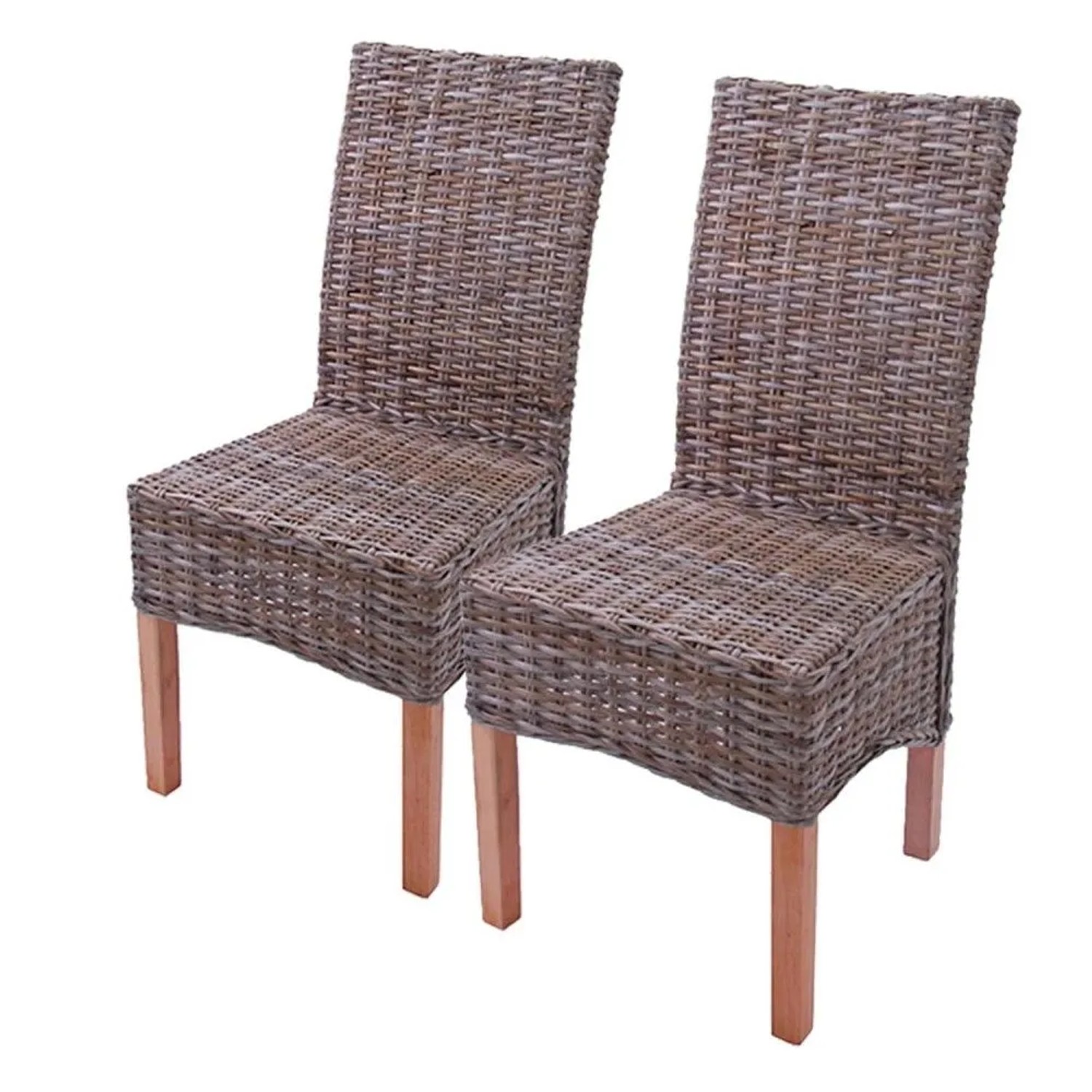 MCW Esszimmerstuhl Var 2er-Set ohne Sitzkissen Kubu-Rattan