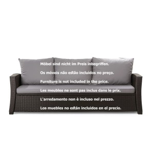 Graues Gartenkissen Set für 2-Sitzer Polyrattan Gartensofa, 100x60x50 cm.