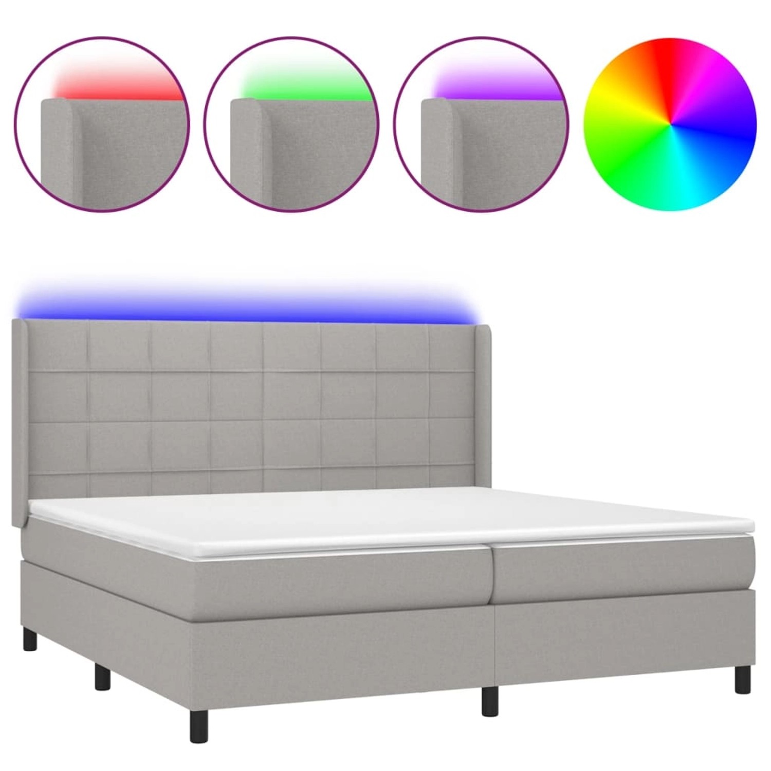 vidaXL Boxspringbett mit Matratze & LED Hellgrau 200x200 cm Stoff 3138341 günstig online kaufen