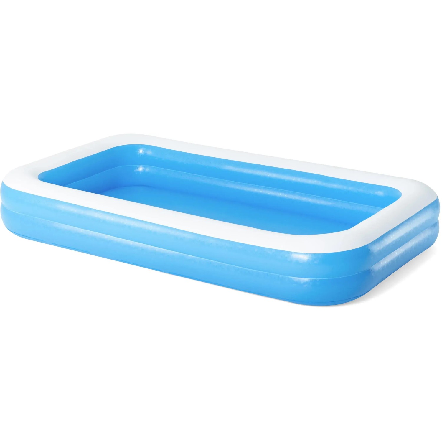Blauer, rechteckiger Bestway Family Pool 305x183x46 cm mit zwei Luftringen.