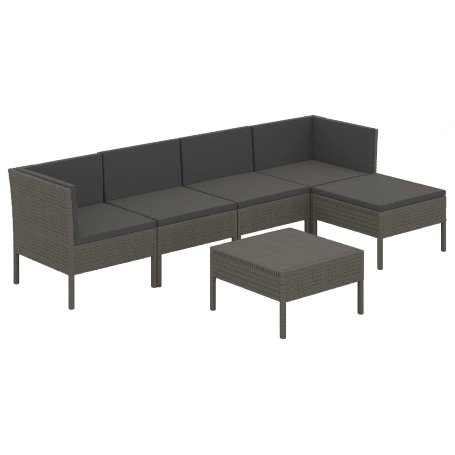 vidaXL 6-tlg Garten-Lounge-Set mit Auflagen Poly Rattan Grau Modell 22