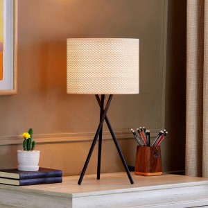 Lindby Tischlampe Soula 10012925 Landhaus Vintage Rustikal in Creme 1-flammig E27 Wohnzimmerleuchte