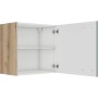 OPTIFIT Savona405 Küchen-Hängeschrank, 60 cm, Steingrün/Wildeiche, mit offener Tür und Einlegeboden.
