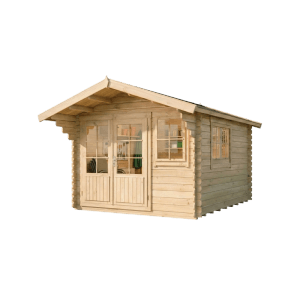 Alpholz Holz-Gartenhaus Gabriel, naturbelassen, mit Doppeltür und Fenstern. Ideal für Garten, Hobby oder Stauraum.