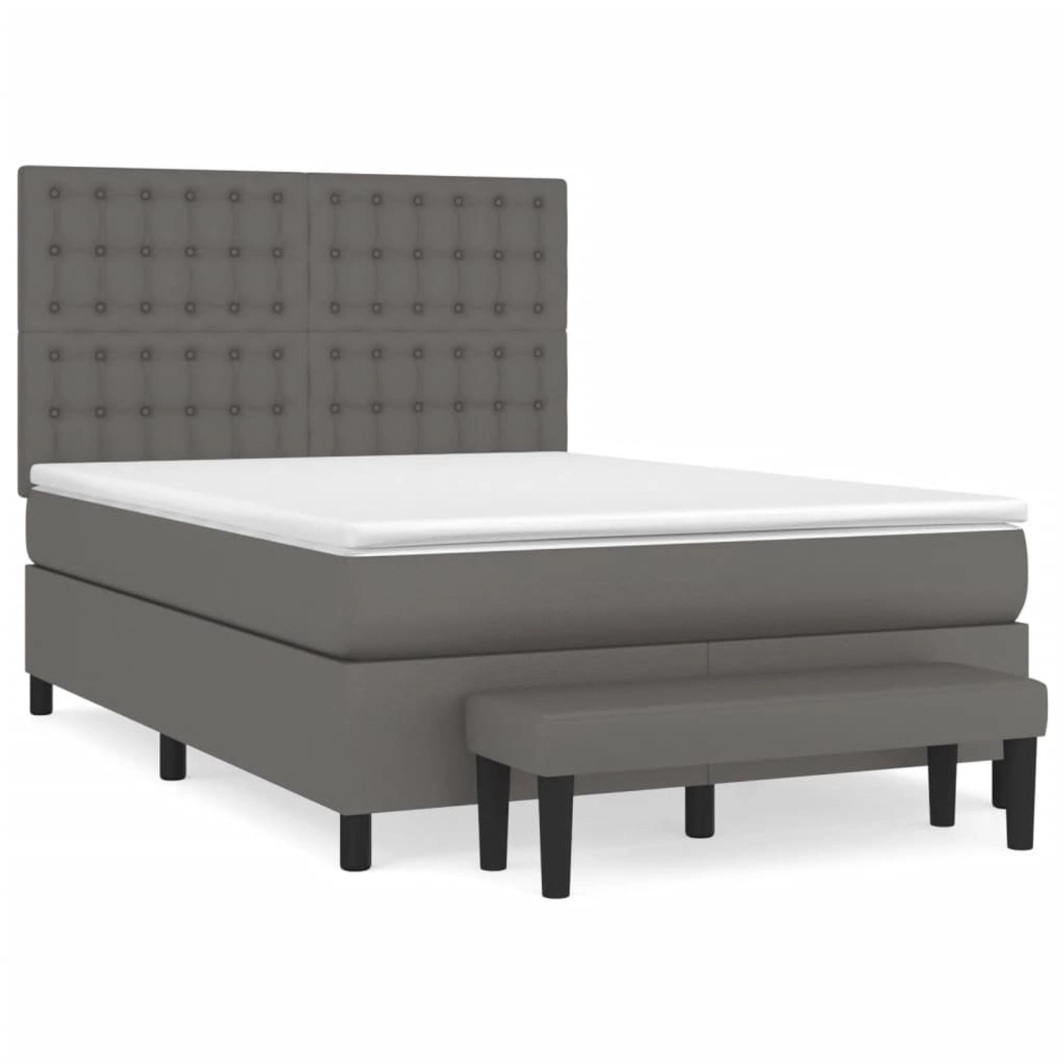 vidaXL Boxspringbett mit Matratze Grau 140x200 cm Kunstleder1469656 günstig online kaufen