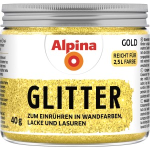 Alpina Kreativ-Glitter Gold, 40g Dose zum Einrühren in Farbe für glitzernde Effektfarben.