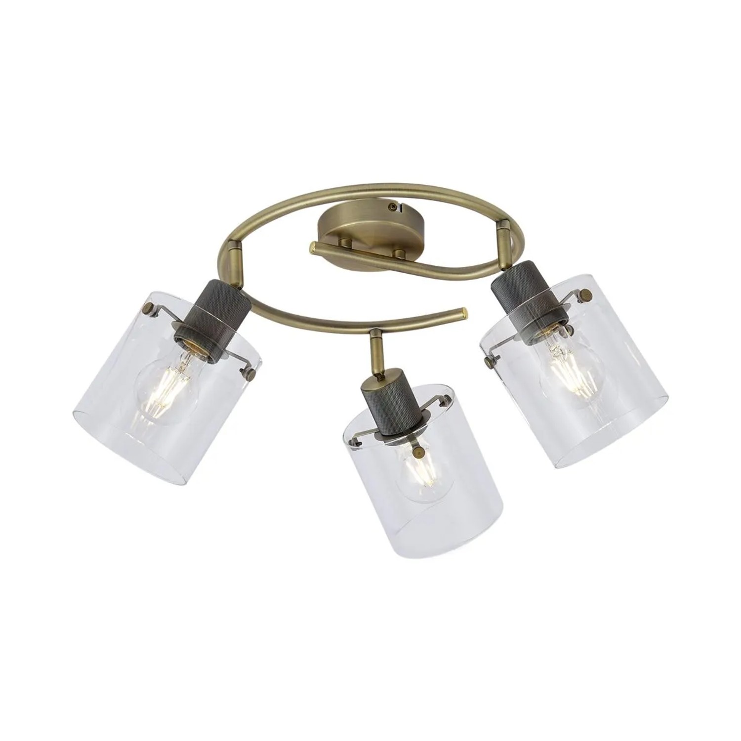 QAZQA Design Deckenstrahler Bronze mit Klarem Glas Rund 3 Licht Domo