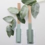 Little Dutch Wandfarbe Pure Mint Grün, matte Farbmuster mit Eukalyptus-Zweig.