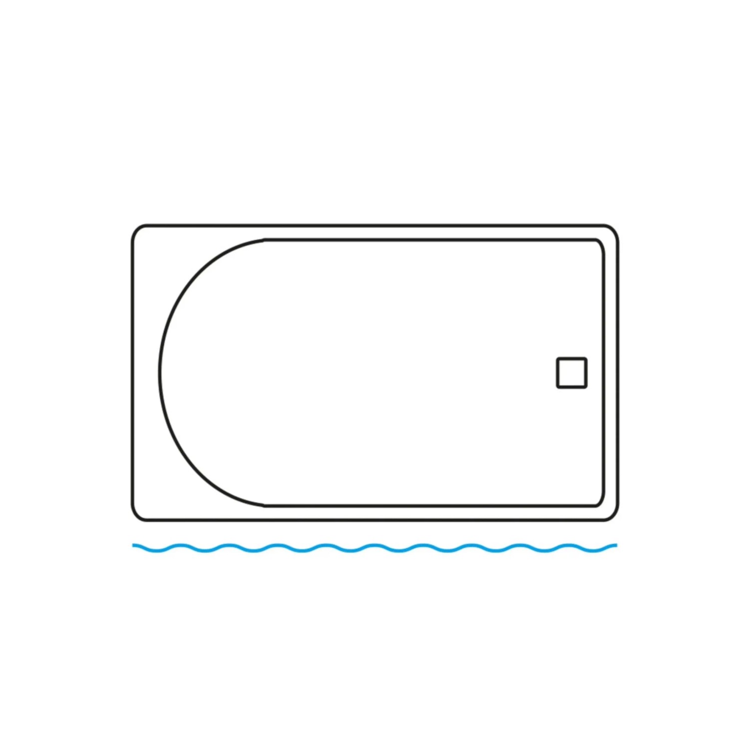 Icon einer Badewanne mit Duschbereich, ideal für Duschvorhänge im Badezimmer.