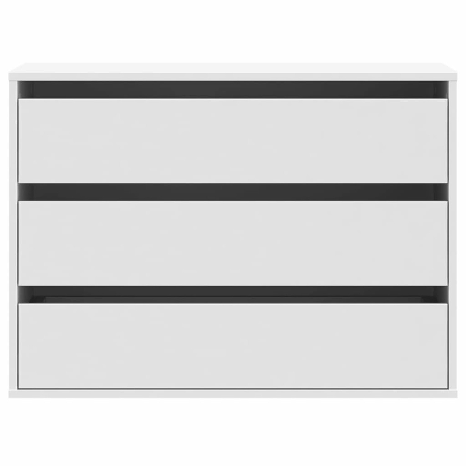 Weiße vidaXL Kommode mit 3 Schubladen, 80x41x58 cm, aus Holzwerkstoff.