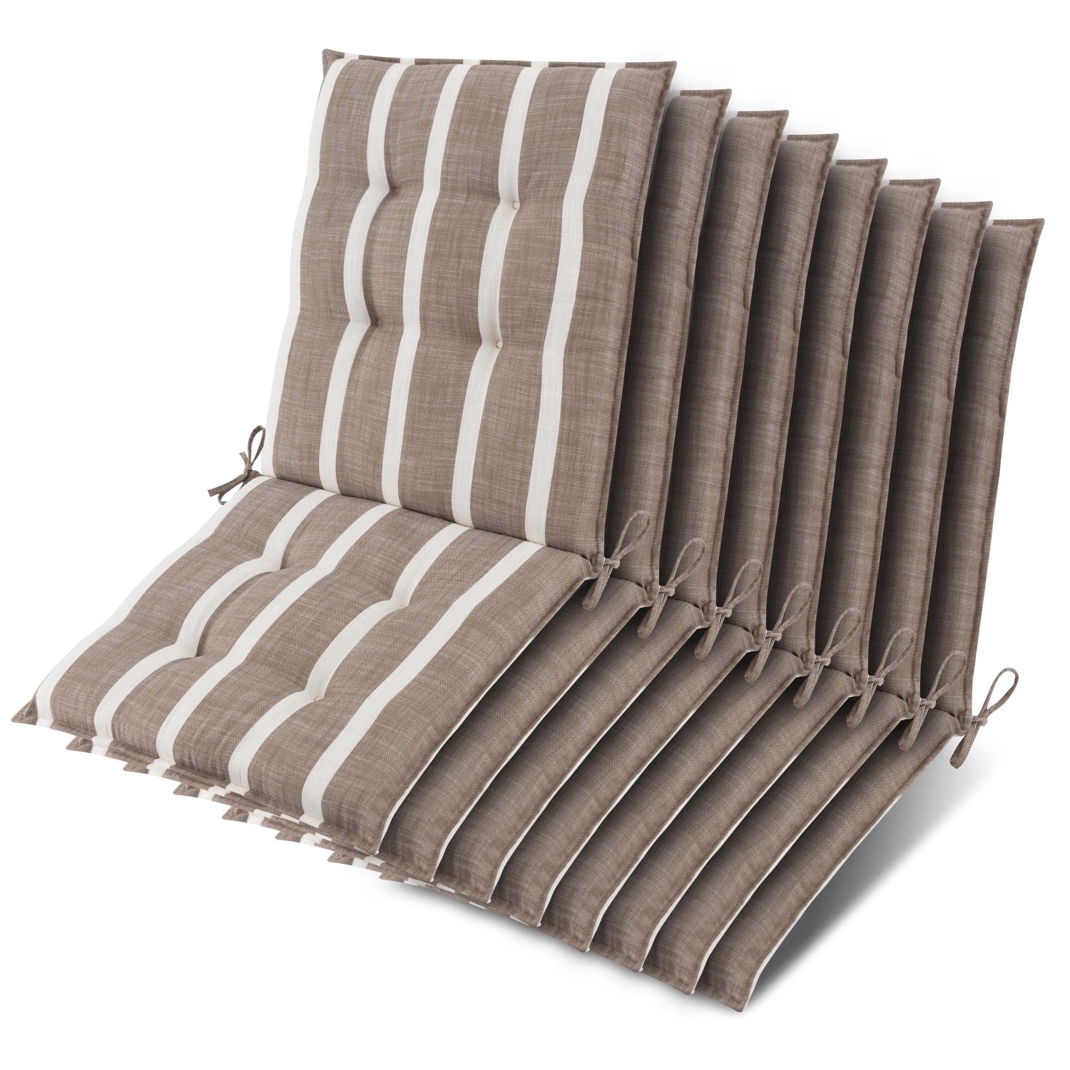 Beautissu 8x Niederlehner Sun-NL Auflage 105x50x8cm Beige-Weiß-Gestreift