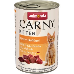 Animonda Carny Kitten Nassfutter Rind & Geflügel, 400g Dose für junge Katzen.