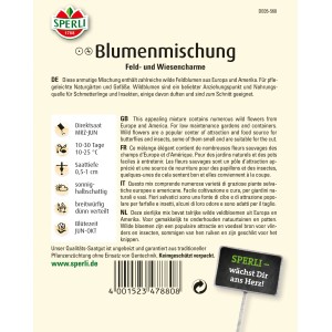 Sperli Blumenmischung Feld- und Wiesencharme, mehrfarbig. Wildblumen-Samen für naturnahe Gärten.