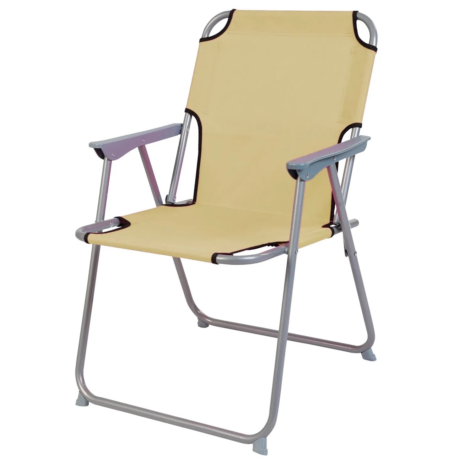 Campingstuhl, beige, mit Armlehnen und Aluminiumgestell, Teil des 5-teiligen Campingmöbel Sets