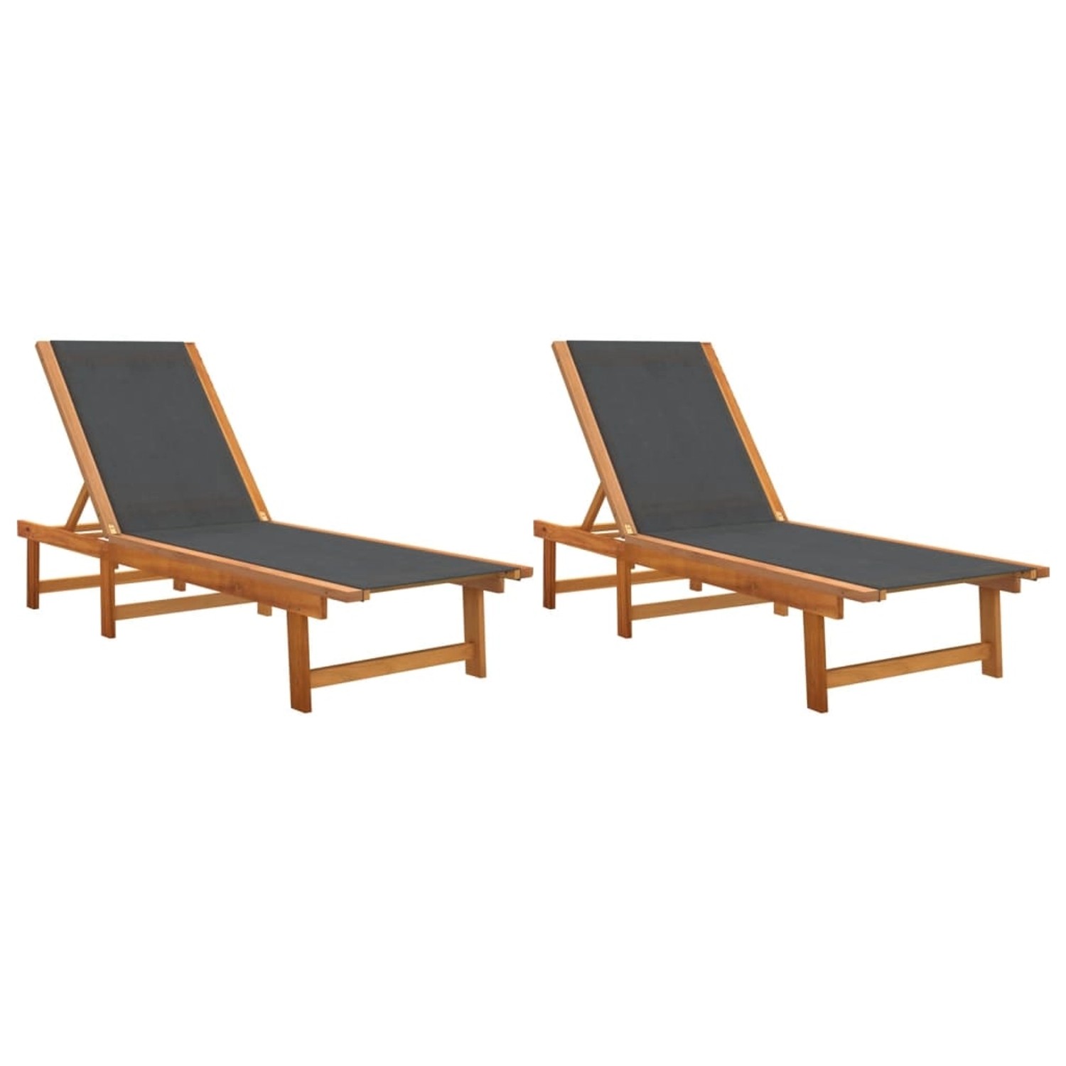 vidaXL Sonnenliegen 2 Stk Schwarz Massivholz Akazie und Textilene 3279247 günstig online kaufen
