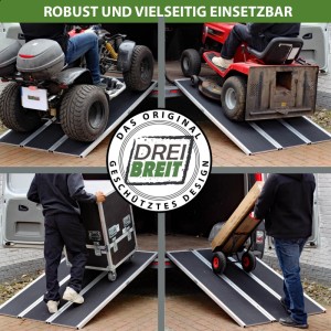 DREIBREIT Auffahrrampe, klappbar, 175cm, Tragkraft 1020kg, für Quad, Rasentraktor und mehr.