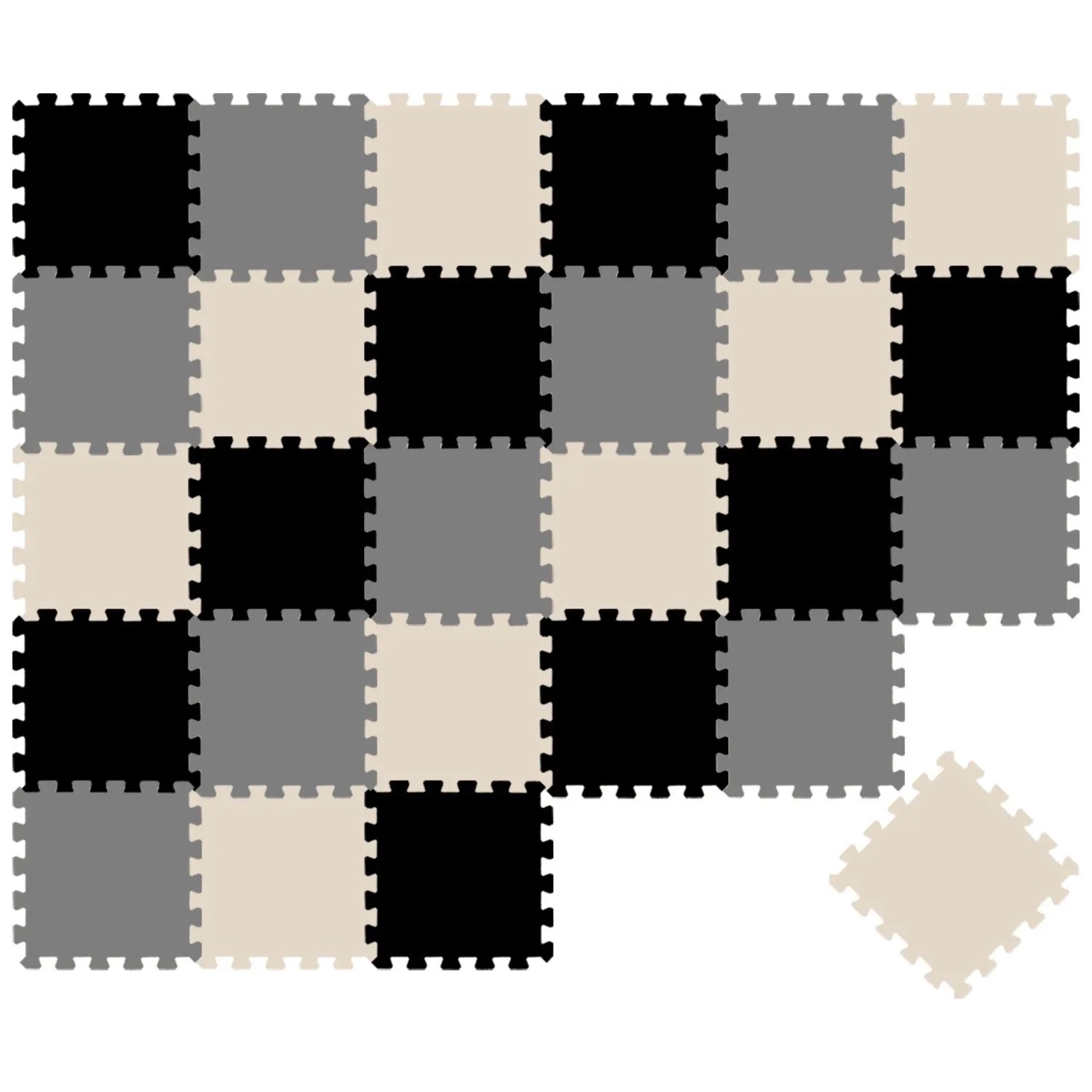 LittleTom Baby & Kinder Puzzlematte 30 x 30 cm 27 Teile Grau Beige Schwarz