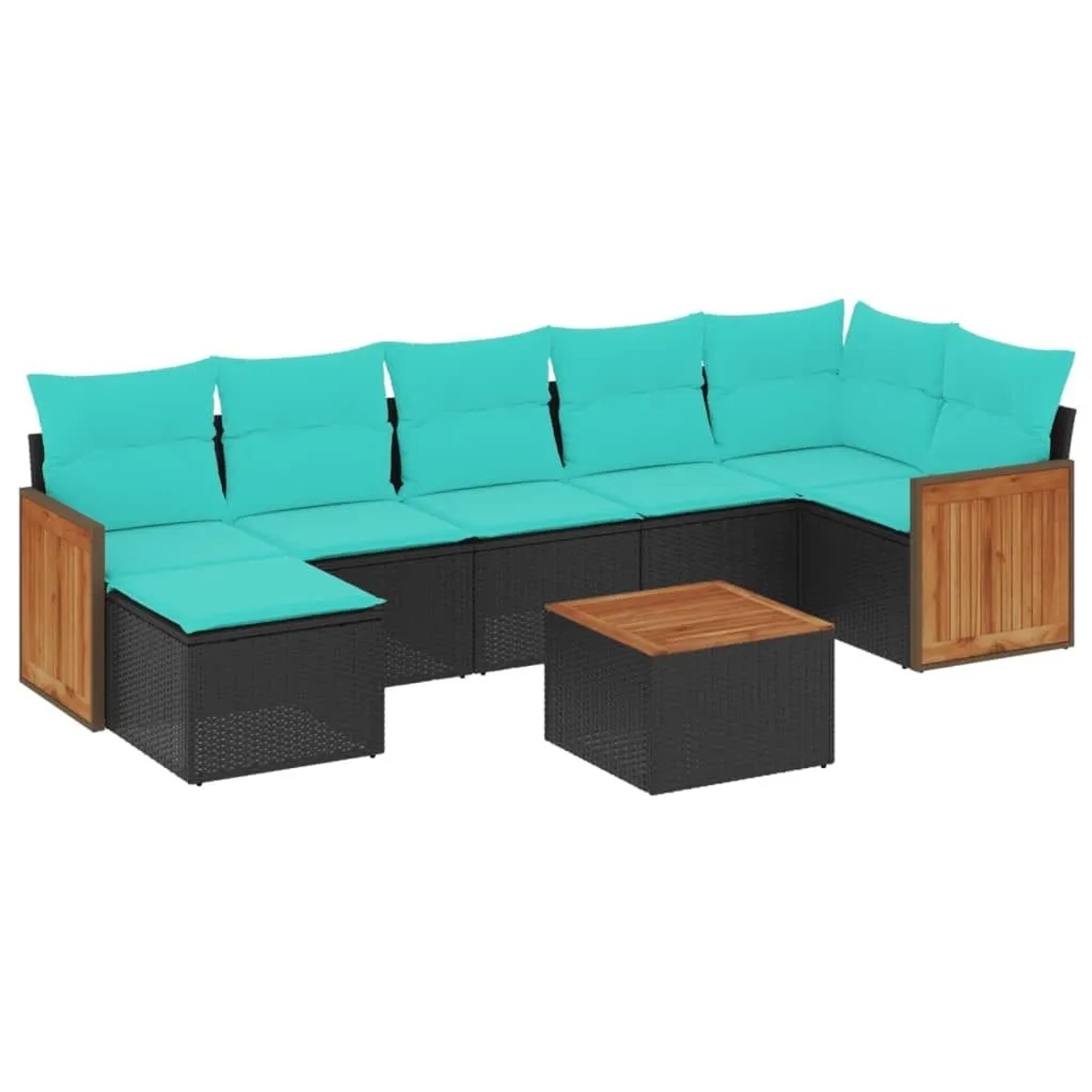 vidaXL 8-Tlg Gartensofa-Set mit Kissen Schwarz Polyrattan 3227877 günstig online kaufen