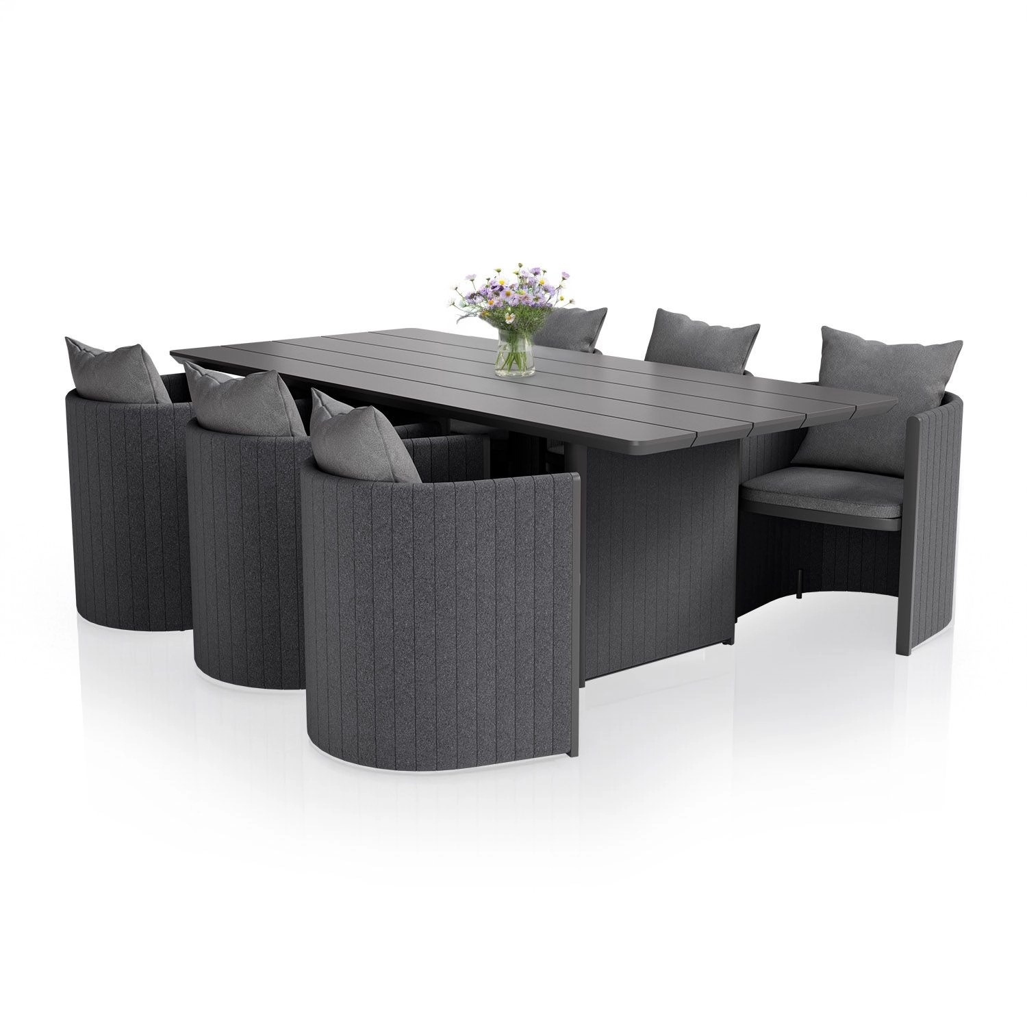 Juskys Gartengarnitur Sitzgruppe Costa Luna 7 Teilig Anthrazit günstig online kaufen