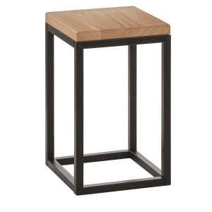 Mica Decorations Beistelltisch Oskar, 25x25x42 cm, schwarz, mit Holzplatte.