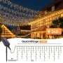 Salcar Solar Eiszapfen-Lichterkette, warmweiß, 7,8m, 240 LEDs, dekoriert ein Haus. Ideal für Weihnachtsbeleuchtung.