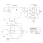 Technische Zeichnung: LuxeBath Hänge WC mit Bidet, spülrandlos, kurze Ausführung, Maße in mm.