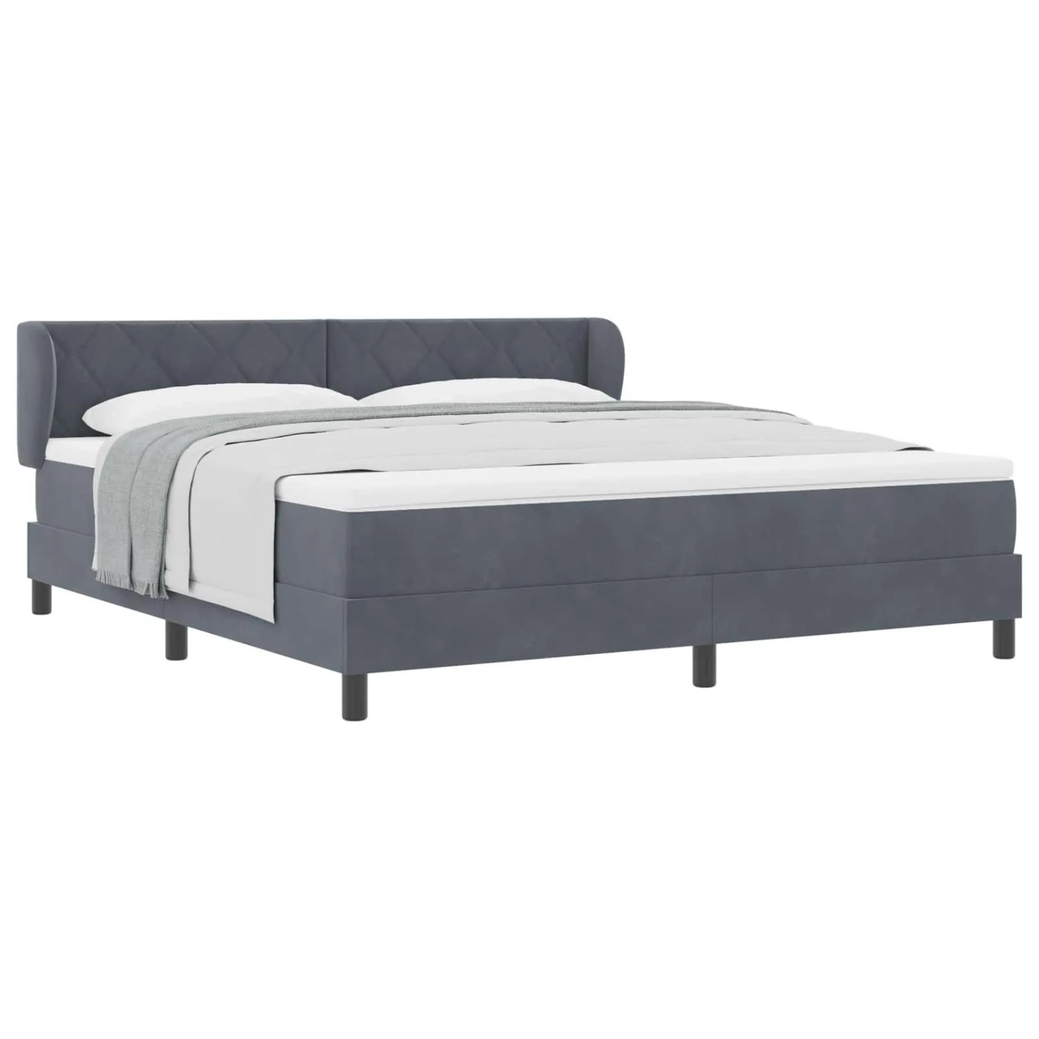 vidaXL Boxspringbett mit Matratze Dunkelgrau 180 x 200 cm Samt 3340455