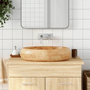 vidaXL Aufsatzwaschbecken Braun Oval 59x40x15 cm Keramik 155079
