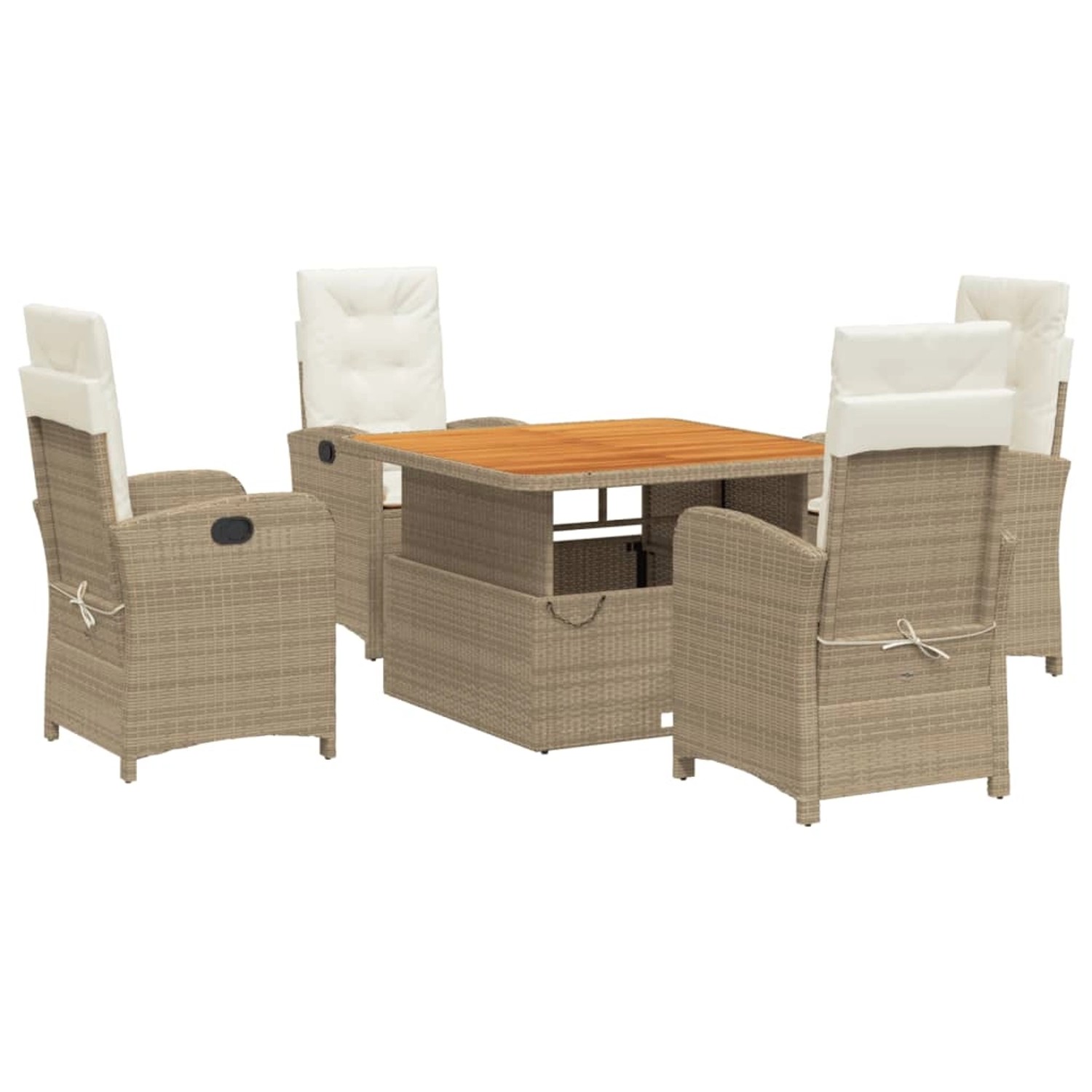 vidaXL 5-Tlg Garten-Essgruppe mit Kissen Beige Poly Rattan 3277353 günstig online kaufen