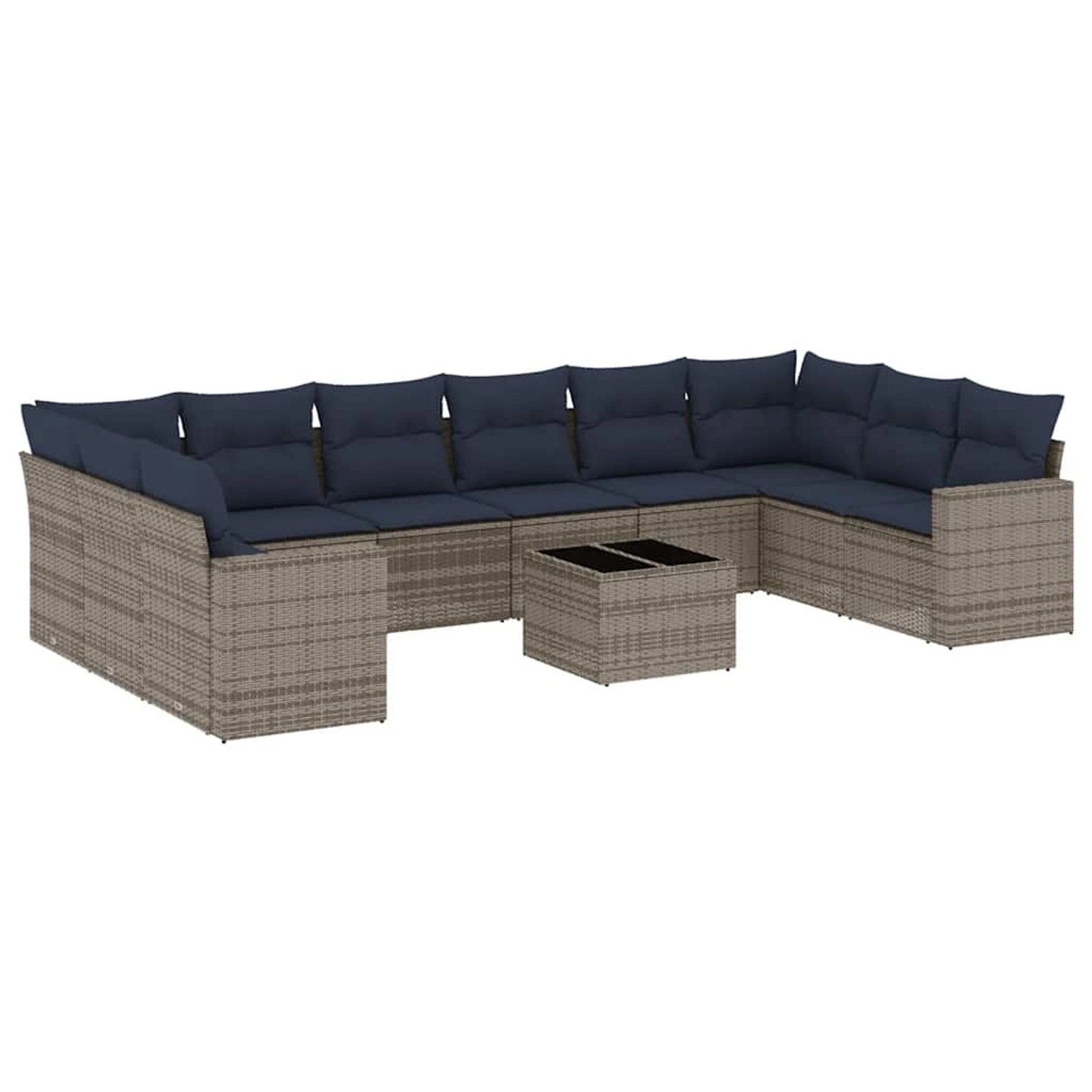 vidaXL 11-Tlg Garten-Sofagarnitur mit Kissen Grau Poly Rattan 3219471 günstig online kaufen