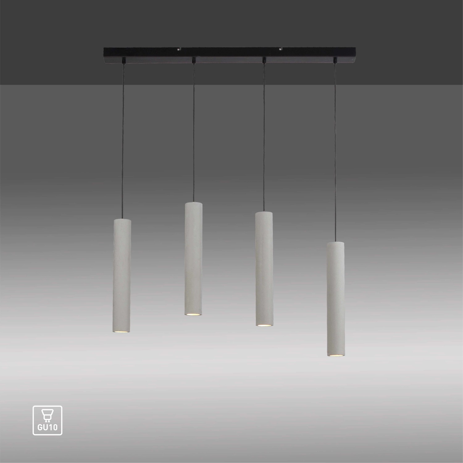 Paul Neuhaus Pendelleuchte Eton in Betonoptik, 4-flammig, für GU10 Leuchtmittel (exklusive).