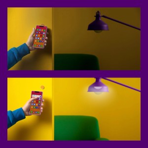 WiZ NFC Smart Tags 4er-Set zur Lichtsteuerung per Smartphone an der Wand.