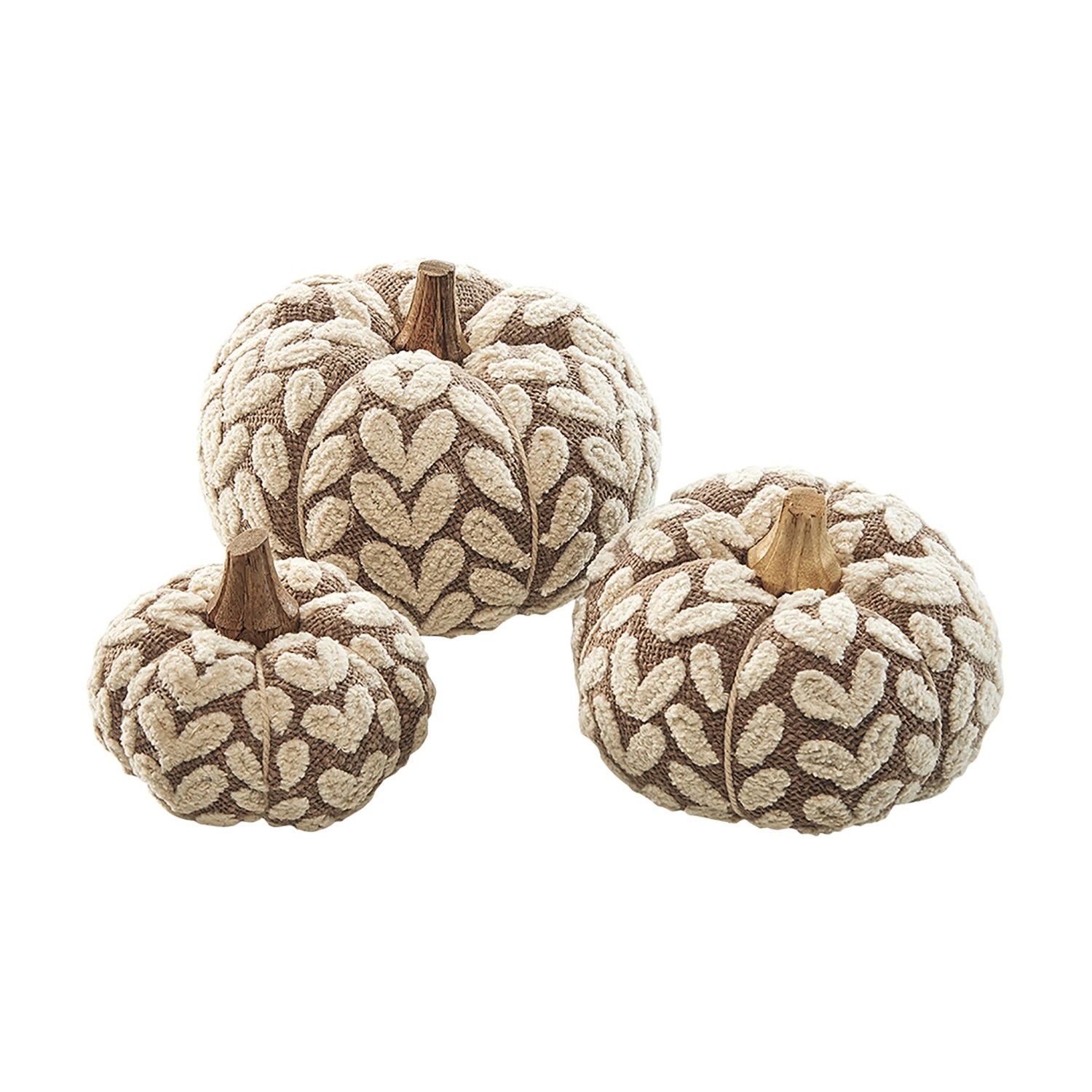 Kobolo Dekokürbis Kürbis aus Textil Set aus 3 Größen Beige