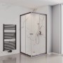 Schulte Sunny Eckdusche mit Schiebetüren, Gunmetal Rahmen, Klarglas, 180x75-90 cm.