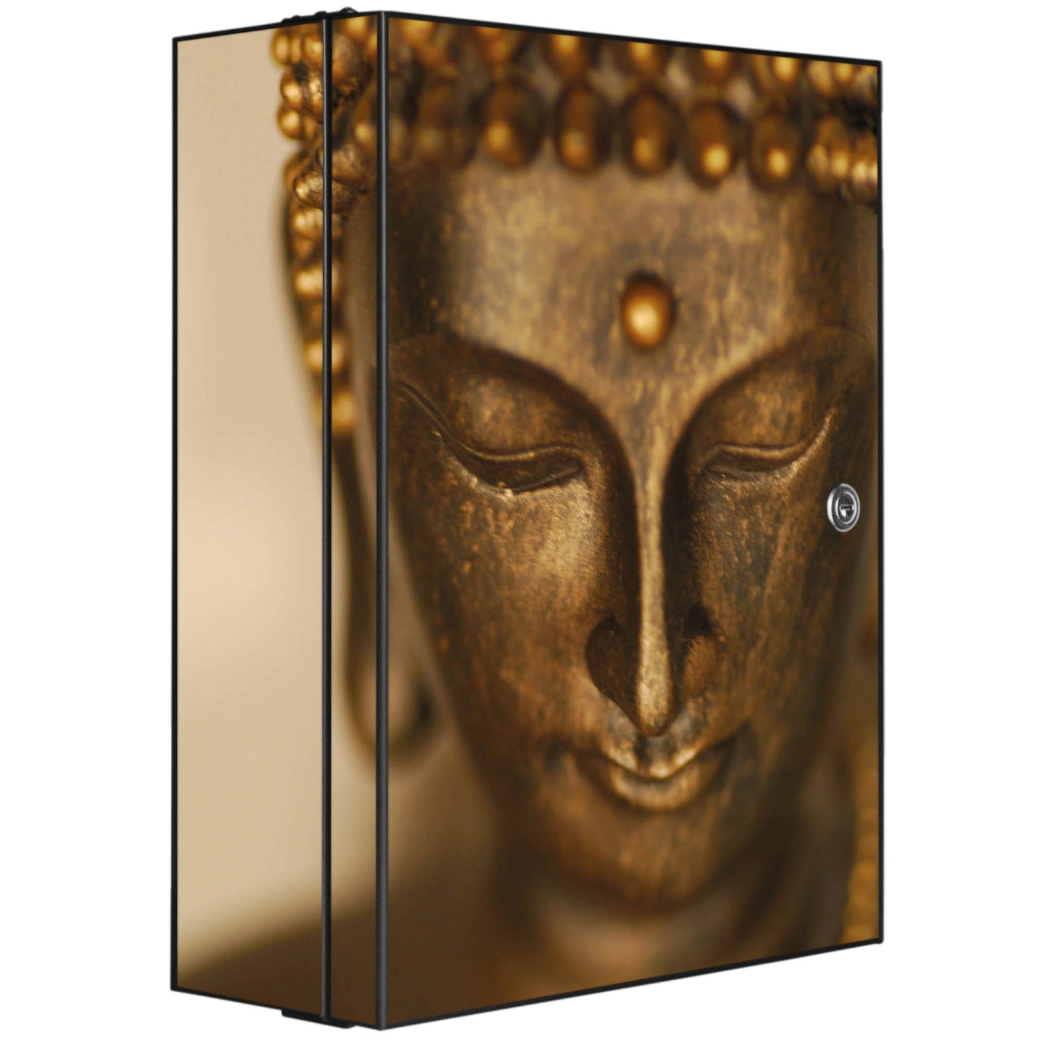 banjado Medizinschrank Stahl Buddha Gold (abschließbar, 3 große und 2 klein günstig online kaufen