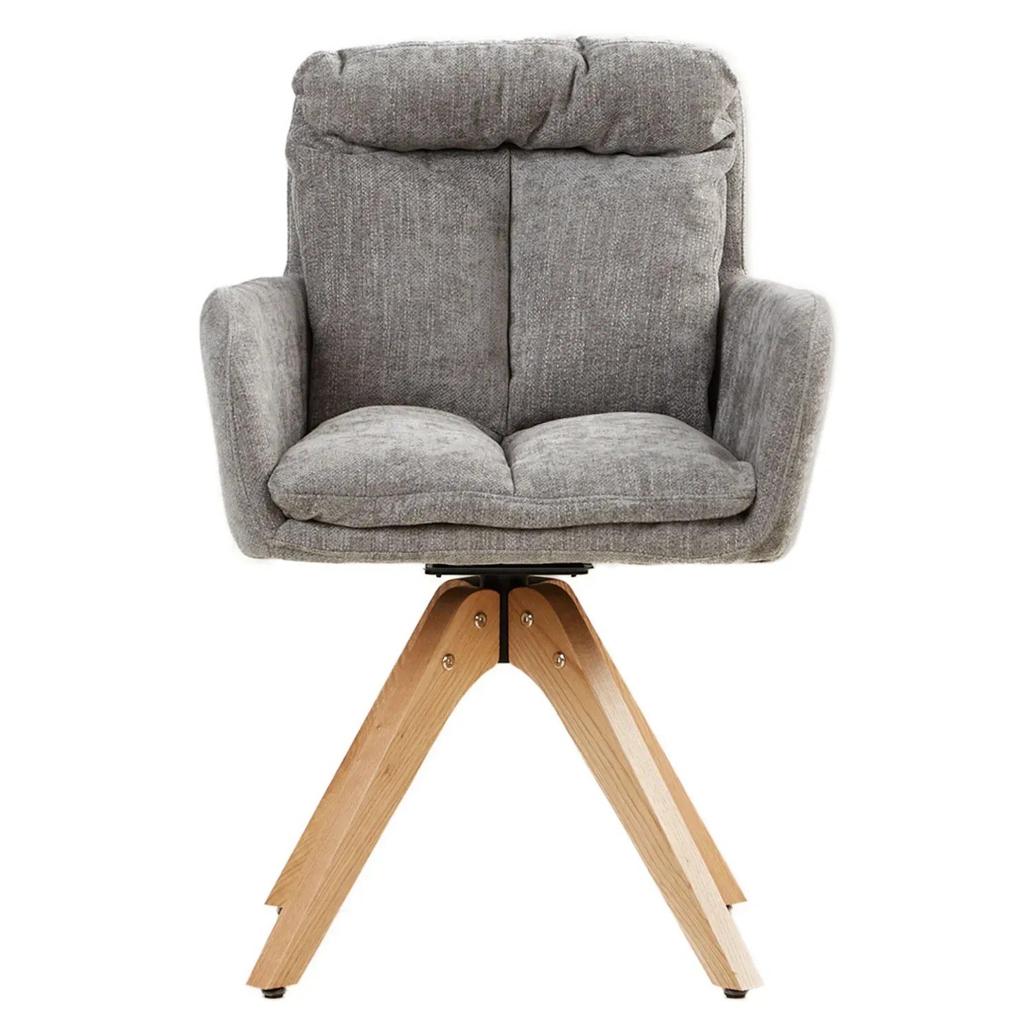 Homestyle4u: 6er Set graue, drehbare Polsterstühle mit Eichenholzbeinen. Esszimmerstuhl.